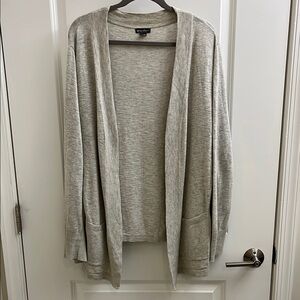 Eddie Bauer Oatmeal/Gray Open-Front Cardigan Sweater